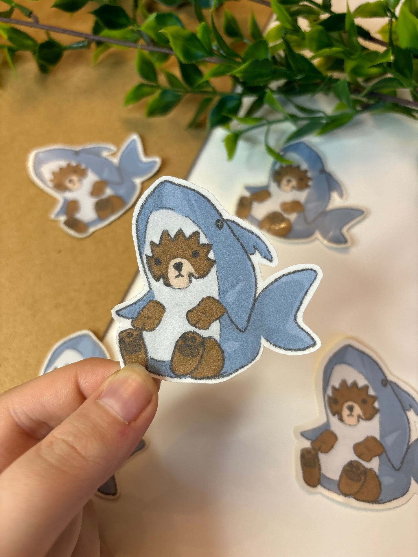 Bear in a shark onesie ˗ˋˏ ♡ ˎˊ˗ Sticker