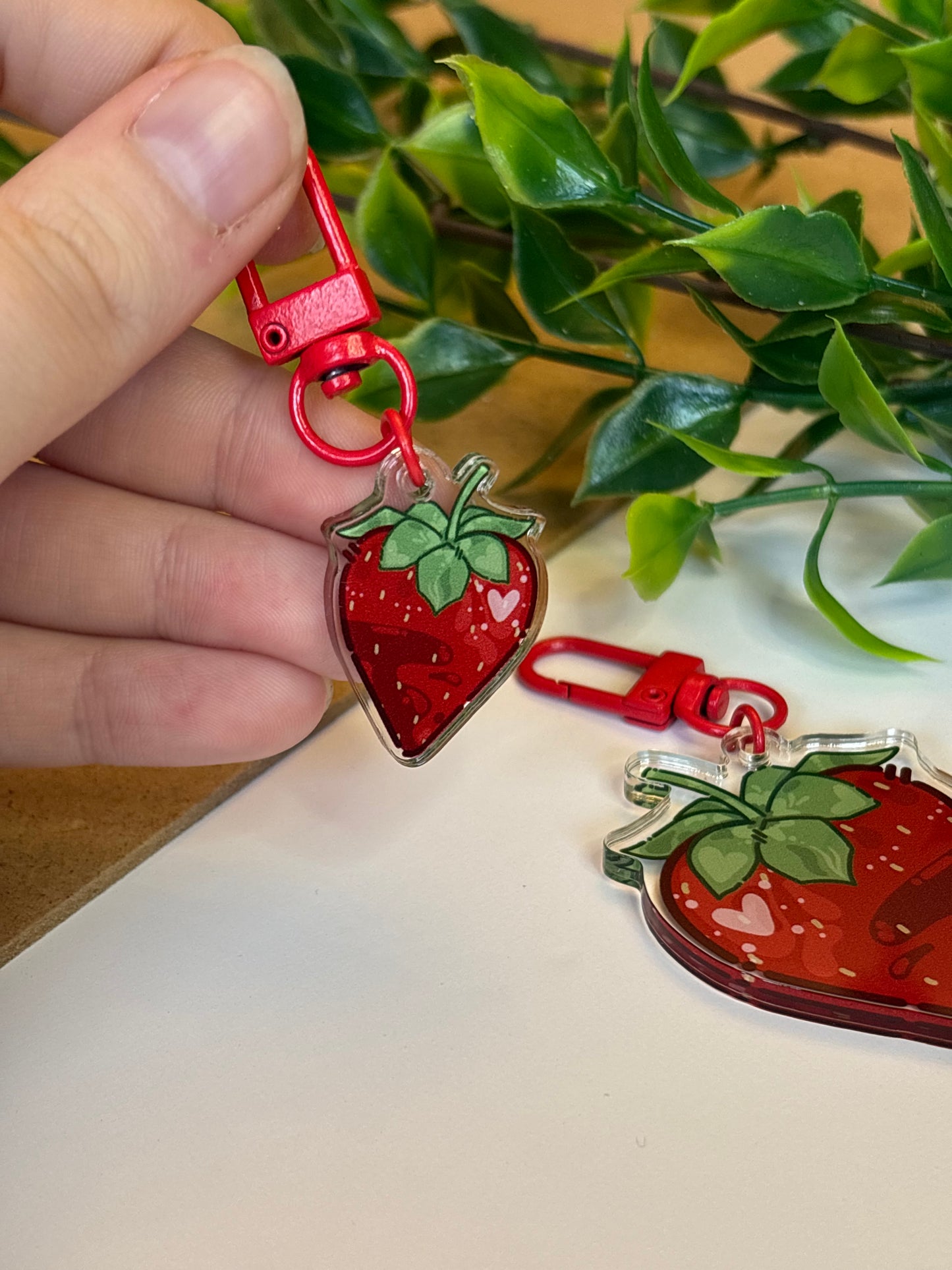 Strawberry ˗ˋˏ ♡ ˎˊ˗ Acrylic Keychain