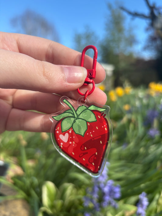 Strawberry ˗ˋˏ ♡ ˎˊ˗  Acrylic Keychain